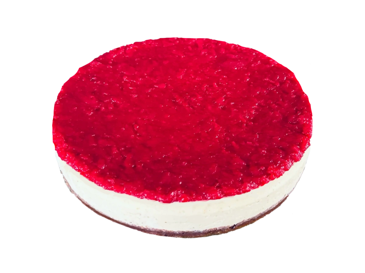The New York Cheesecake mit Himbeerbelag