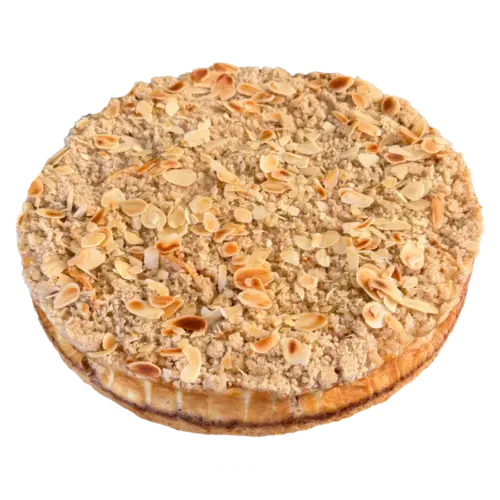 Apfelkuchen mit Schmand, feinen Streuseln, Mandelblättchen und weicher Apfelfüllung