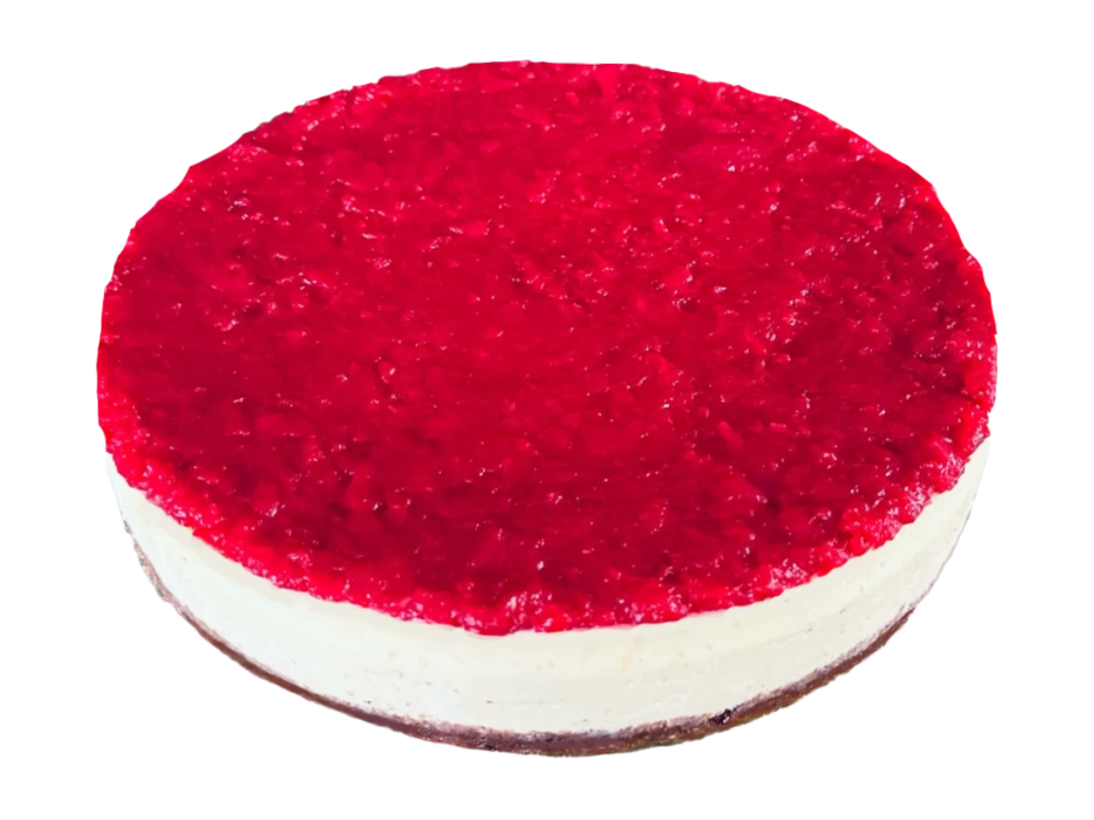 The New York Cheesecake mit Himbeerbelag