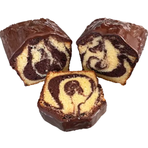 Marmorkuchen mit Marmorierung und Schokoladenglasur